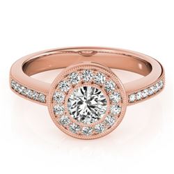 0.80 CTW Certified VS/SI Diamond Solitaire Halo Ring 18K Rose Gold - REF-130M4F - 26902