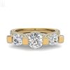 Image 2 : 2.3 CTW VS/SI Diamond Micro Pave 3 Stone Ring 18K Yellow Gold - REF-263H6W - 36958