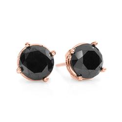 1.0 CTW Vs Certified Black Diamond Solitaire Stud Earrings 18K Rose Gold - REF-34N4Y - 14172