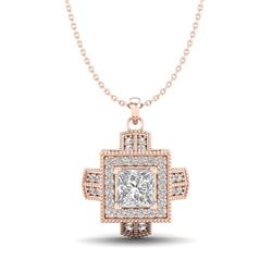 0.84 CTW Princess VS/SI Diamond Micro Pave Necklace 18K Rose Gold - REF-149N3Y - 37191