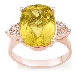 6.10 CTW Lemon Topaz & Diamond Ring 10K Rose Gold - REF-31W8H - 10938