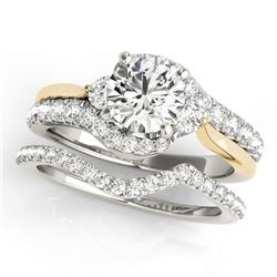 1.31 CTW Certified VS/SI Diamond Bypass Solitaire 2Pc Set Two Tone 14K White & Yellow Gold - REF-150