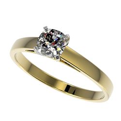 0.50 CTW Certified VS/SI Quality Cushion Cut Diamond Solitaire Ring 10K Yellow Gold - REF-77Y6N - 32