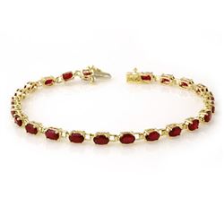 7.0 CTW Ruby Bracelet 10K Yellow Gold - REF-47X8T - 13452