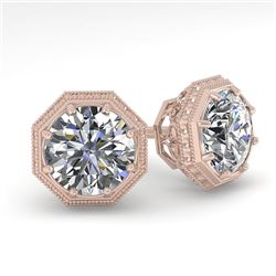 1.0 CTW VS/SI Diamond Stud Solitaire Earrings 18K Rose Gold - REF-147R3K - 35948