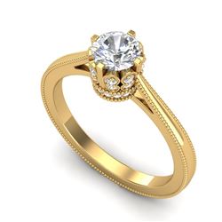 0.81 CTW VS/SI Diamond Art Deco Ring 18K Yellow Gold - REF-135T8X - 36826