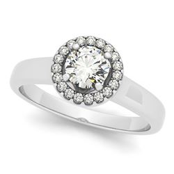 0.65 CTW Certified VS/SI Diamond Solitaire Halo Ring 18K White Gold - REF-118K5R - 26152