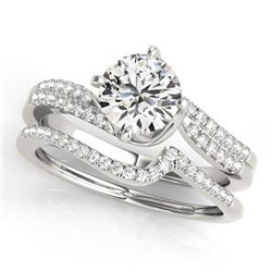 1.17 CTW Certified VS/SI Diamond Bypass Solitaire 2Pc Wedding Set 14K White Gold - REF-210X9T - 3182