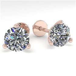 1.53 CTW Certified VS/SI Diamond Stud Earrings Martini 14K Rose Gold - REF-291W3H - 30570