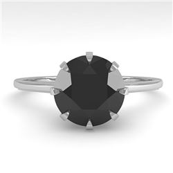 2.0 CTW Black Diamond Solitaire Engagement Ring Vintage Design 18K White Gold - REF-78H2W - 35772