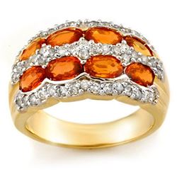 3.75 CTW Orange Sapphire & Diamond Ring 14K Yellow Gold - REF-105X5T - 11506