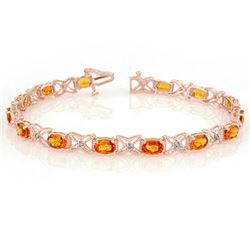 10.15 CTW Orange Sapphire & Diamond Bracelet 18K Rose Gold - REF-111Y8N - 11672