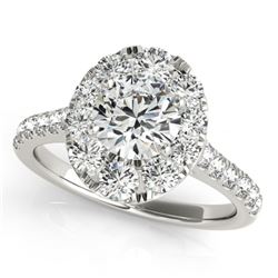 2 CTW Certified VS/SI Diamond Solitaire Halo Ring 18K White Gold - REF-424M2F - 26799