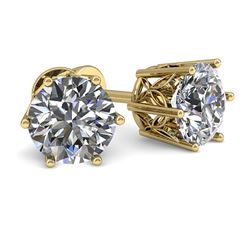 1.05 CTW VS/SI Diamond Stud Solitaire Earrings 18K Yellow Gold - REF-178X2T - 35824