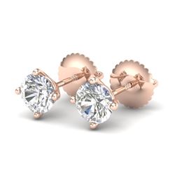 1.01 CTW VS/SI Diamond Solitaire Art Deco Stud Earrings 18K Rose Gold - REF-155K5R - 37299