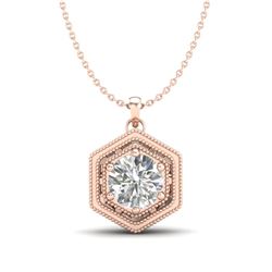 0.76 CTW VS/SI Diamond Solitaire Art Deco Stud Necklace 18K Rose Gold - REF-178H2W - 36903