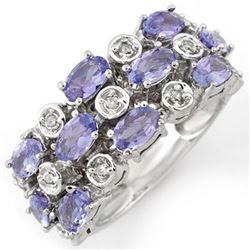 2.20 CTW Tanzanite & Diamond Ring 18K White Gold - REF-90X8T - 11248