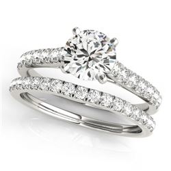 1.38 CTW Certified VS/SI Diamond Solitaire 2Pc Wedding Set 14K White Gold - REF-152M9F - 31697