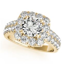 2.25 CTW Certified VS/SI Diamond Solitaire Halo Ring 18K Yellow Gold - REF-458X5T - 26445