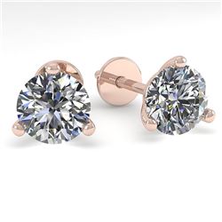 1.0 CTW Certified VS/SI Diamond Stud Earrings Martini 18K Rose Gold - REF-150H5W - 32198