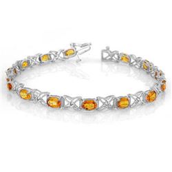 10.15 CTW Yellow Sapphire & Diamond Bracelet 18K White Gold - REF-163X6T - 10919