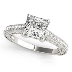 0.80 CTW Certified VS/SI Princess Diamond Solitaire Ring 18K White Gold - REF-134Y4N - 27639