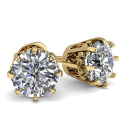 1.0 CTW VS/SI Diamond Stud Solitaire Earrings 18K Yellow Gold - REF-156M4F - 35665