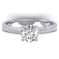 1.26 CTW Certified VS/SI Diamond Solitaire Art Deco Ring 14K White Gold - REF-352W4H - 30384