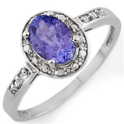 1.10 CTW Tanzanite & Diamond Ring 18K White Gold - REF-32T2X - 10271