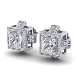 2.75 CTW Princess VS/SI Diamond Micro Pave Stud Earrings 18K White Gold - REF-684N3Y - 37187