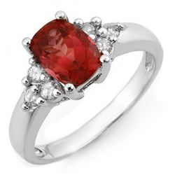 2.11 CTW Pink Tourmaline & Diamond Ring 10K White Gold - REF-46K5R - 11394