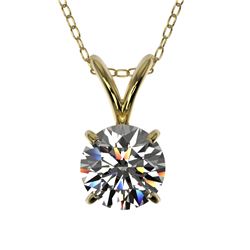 0.75 CTW Certified H-SI/I Quality Diamond Solitaire Necklace 10K Yellow Gold - REF-100T2X - 33174