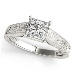 1 CTW Certified VS/SI Princess Diamond Solitaire Ring 18K White Gold - REF-346H4W - 28125