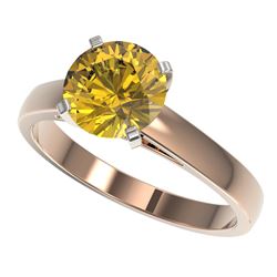 2 CTW Certified Intense Yellow SI Diamond Solitaire Engagement Ring 10K Rose Gold - REF-417N6Y - 330