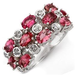 3.20 CTW Pink Tourmaline & Diamond Ring 10K White Gold - REF-57W8H - 11493