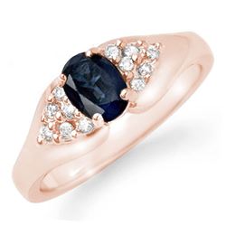 0.90 CTW Blue Sapphire & Diamond Ring 14K Rose Gold - REF-31W8H - 12453