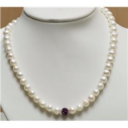 #9-STERLING SILVER FRESHWATER  PEARL NECKLACE