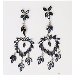 #14-STERLING SILVER BLUE SAPPHIRE EARRINGS