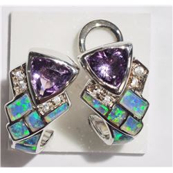 #15-STERLING SILVER CREATED OPAL & TANZANITE
