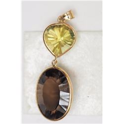 #17-14KT YELLOW GOLD SMOKEY QUARTZ(6CT)  &