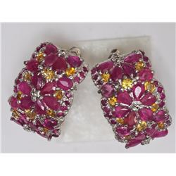 #19-STERLING SILVER RUBY & CITRINE (9CT) RING