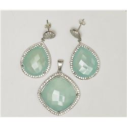 #35-STERLING SILVER BLUE QUARTZ & BLUE