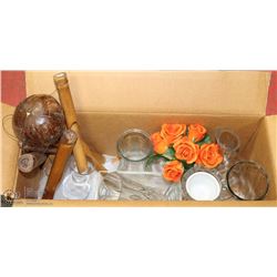 BOX WITH ASSORTED GLASS AND CRYSTAL SERVEWARE