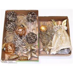 TWO FLATS WITH LIT ANGEL CHRISTMAS TREE TOP AND