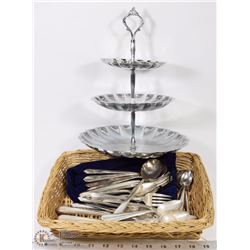 29 PC SET - SILVER PLATED SILVERWARE W/ 3 TIER