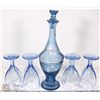 Image 1 : GLASS CARAFE W/ 4 MATCHING GOBLETS.