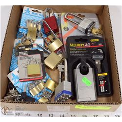BOX WITH 26 LOCKS, ALL LOCKS HAVE KEYS
