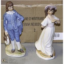 CERAMIC PINK LADY AND BLUE BOY FIGURINES