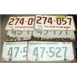 LOT OF 6 SASKATCHEWAN LICENSE PLATES YEARS INCL