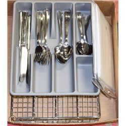 PAIR CUTLERY TRAYS WITH SILVERWARE, NEW PLASTIC